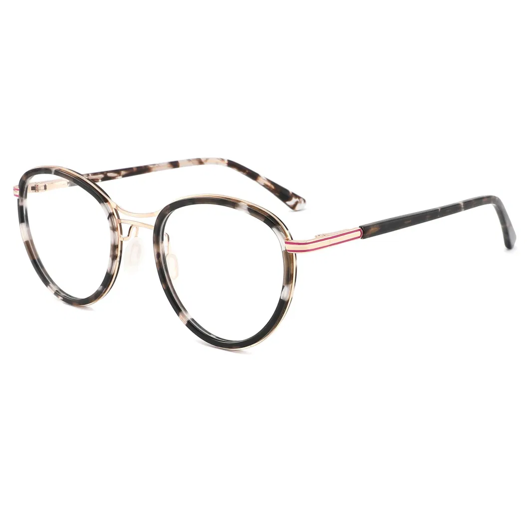 Round Shape Unique Design for Women Metal with Acetate Eyewear Optical Frames