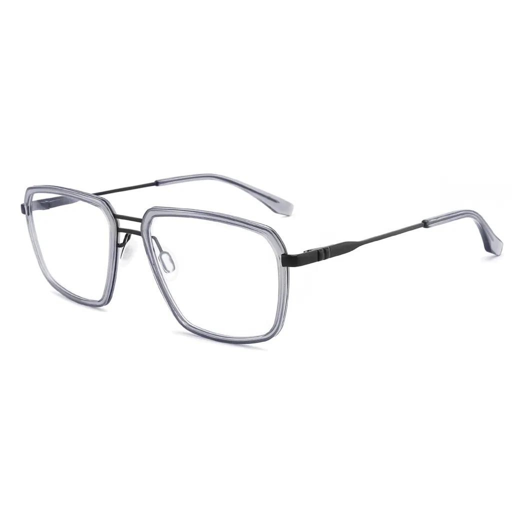 New Fashion Design Acetate with Metal Square Double Bridge for Men High Quality Optical Frames