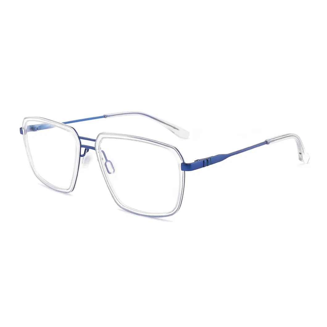 New Fashion Design Acetate with Metal Square Double Bridge for Men High Quality Optical Frames